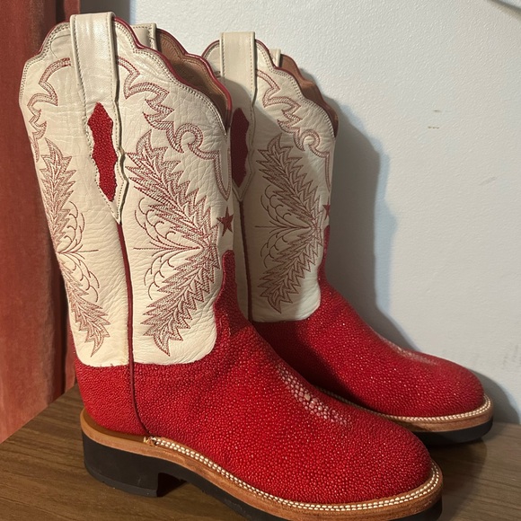 Lucchese 2000 red stingray crepe sole cowboy boot - Picture 2 of 7